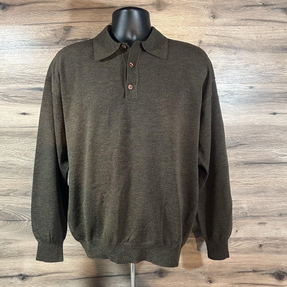 Jhane Barnes Vintage Wool Blend Sweater Grandpacore Navy Green Size Large‎